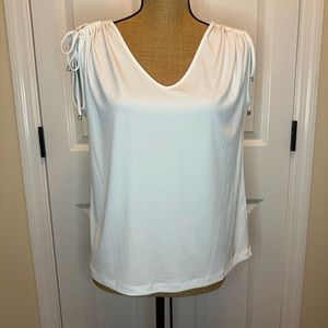 Ivanka Trump White Drawstring Sleeve Blouse size Small